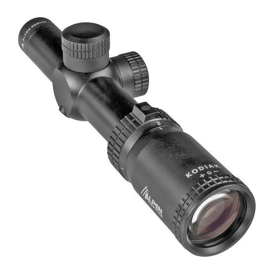 Alpen Kodiak 1-4x24 Rifle Scope with AR-BDC Reticle has a multi-coated lens for clarity